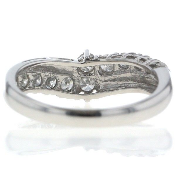 Pt900 プラチナ リング ダイヤモンド 0.50ct 2列 V字 ライン シンプル