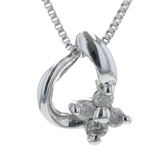 K18WG ホワイトゴールド ネックレス ダイヤモンド 0.04ct 花 フラワー
