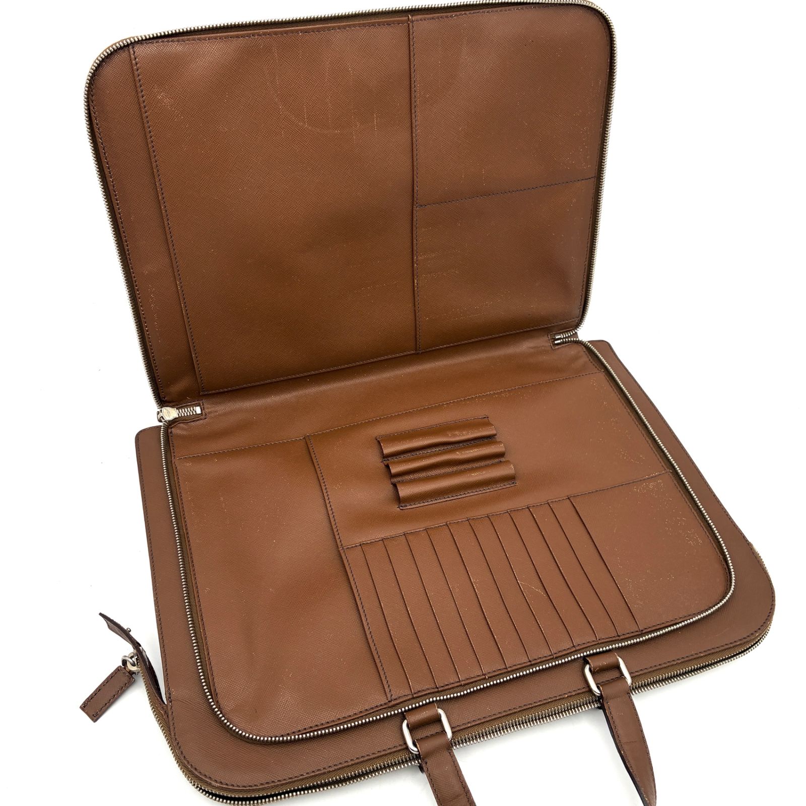 美品 PRADA プラダ ビジネスバッグ ブリーフケース 三角ロゴ 白タグ