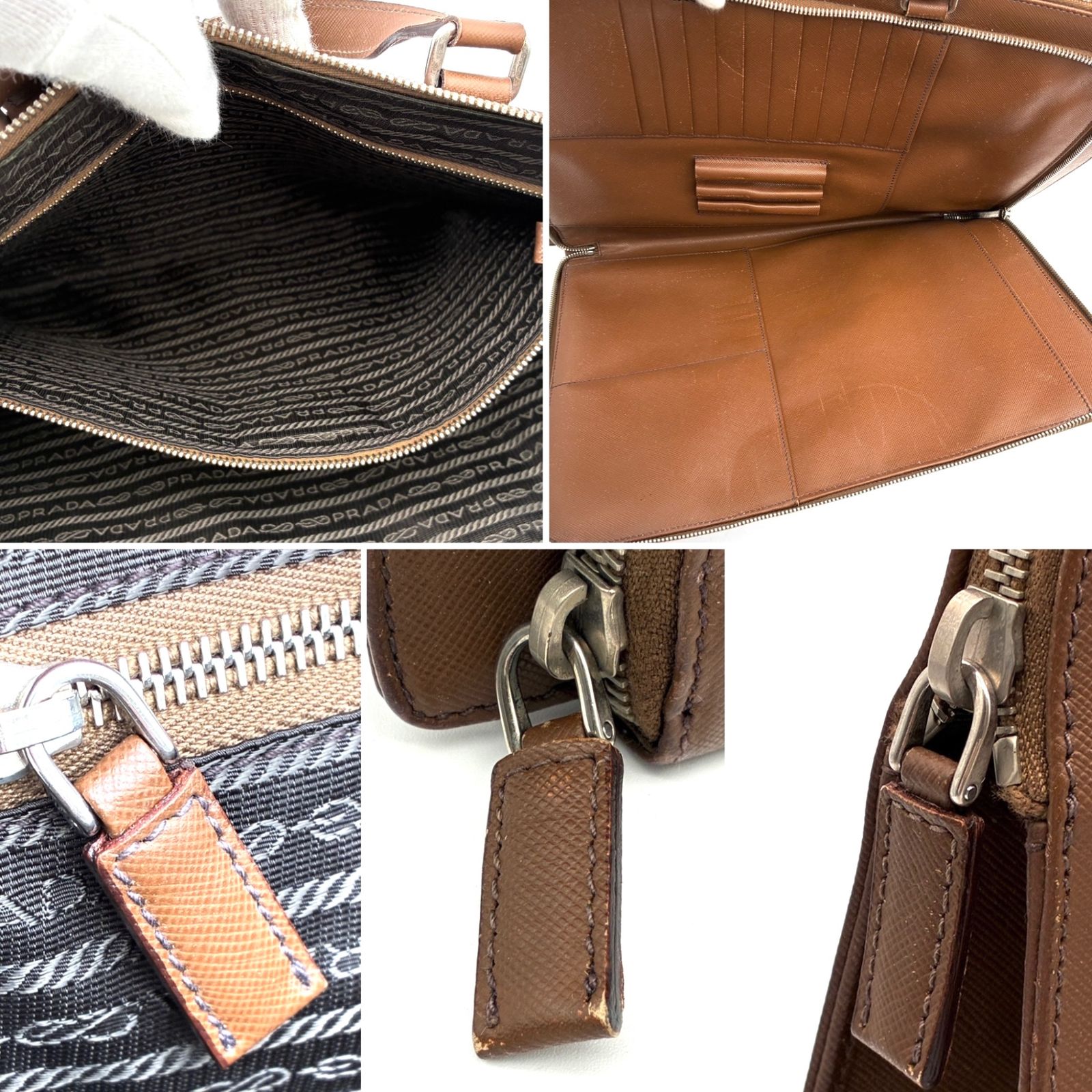 美品 PRADA プラダ ビジネスバッグ ブリーフケース 三角ロゴ 白タグ