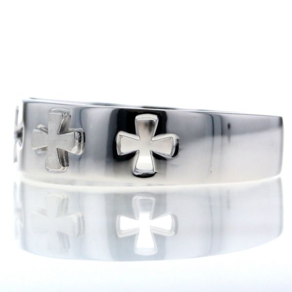 K14WG ホワイトゴールド リング クロス 十字架 透かし ストレート