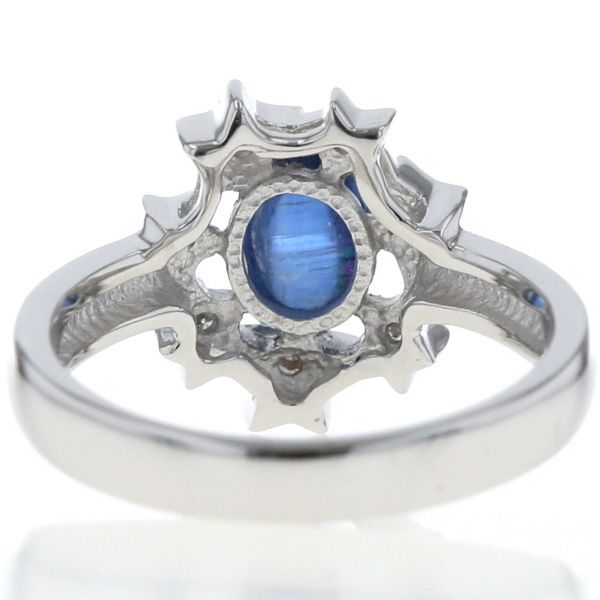 K14WG リング ブルートルマリンキャッツアイ 1.37ct ダイヤモンド