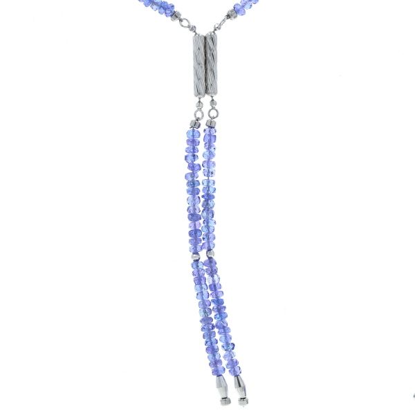 K 18 WG 10 ホワイトゴールド ネックレス タンザナイト ビーズ カットボール マグネット 80 cm 仕上済 zz