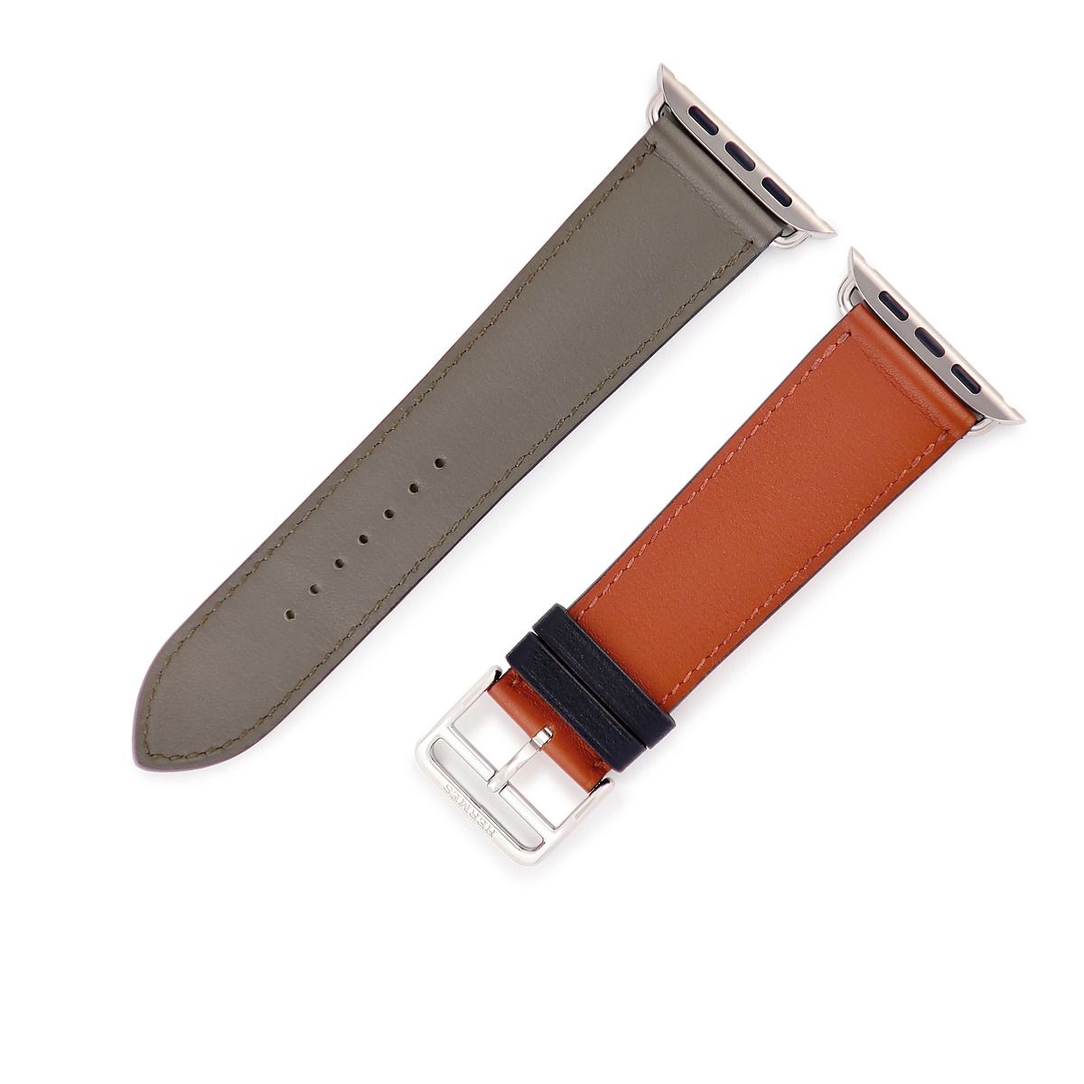 エルメス HERMES 腕時計パーツ アップルウォッチ 35 mm用 シンプルトゥール レザー ステンレススチール エタン×ブリック×ノワール ベルト 23ｍｍ 尾錠付き 金具付き