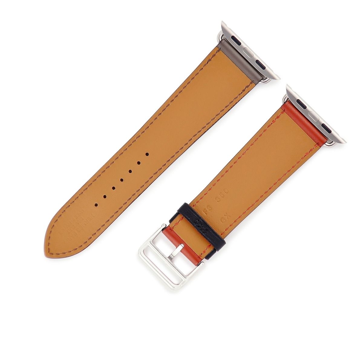 エルメス HERMES 腕時計パーツ アップルウォッチ 35 mm用 シンプルトゥール レザー ステンレススチール エタン×ブリック×ノワール ベルト 23ｍｍ 尾錠付き 金具付き