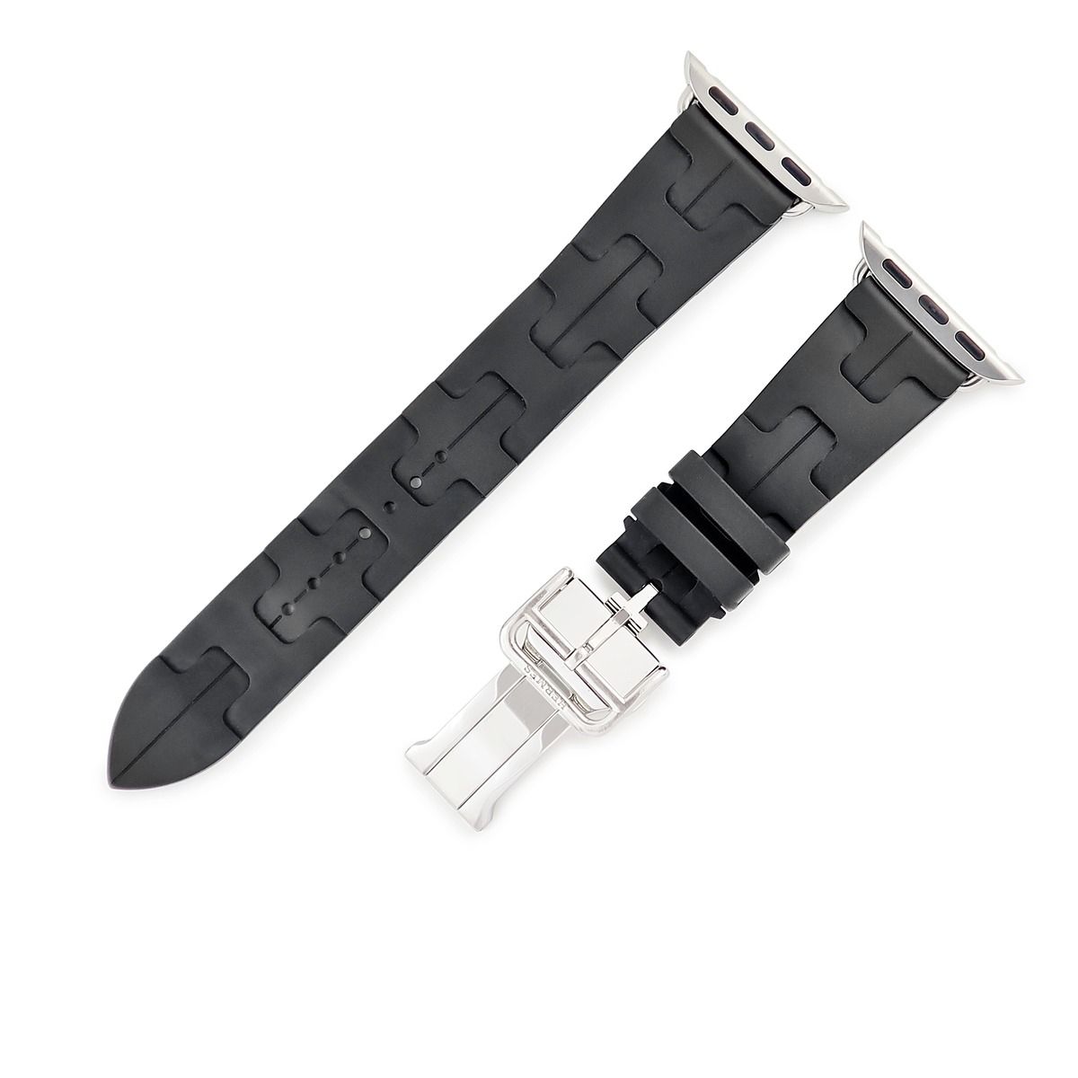 エルメス HERMES 腕時計パーツ アップルウォッチ 32 mm用 キリム シンプルトゥール ラバー ステンレススチール ブラック ベルト 20ｍｍ バックル付き 金具付き