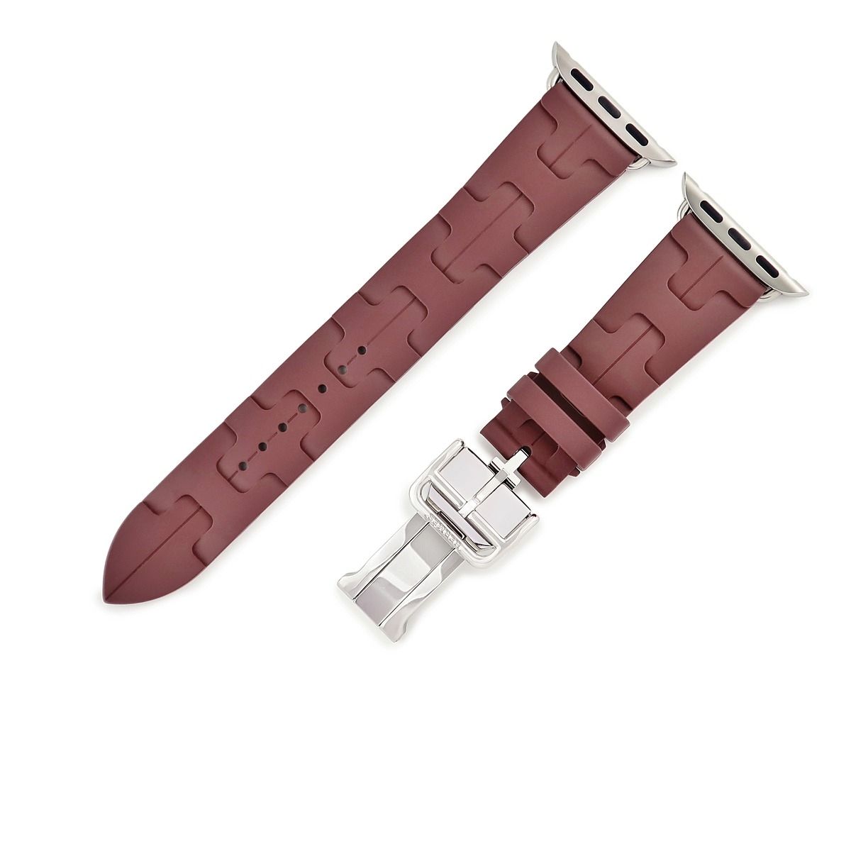 エルメス HERMES 腕時計パーツ アップルウォッチ 32 mm用 キリム シンプルトゥール ラバー ステンレススチール ボルドー ベルト 20ｍｍ バックル付き 金具付き