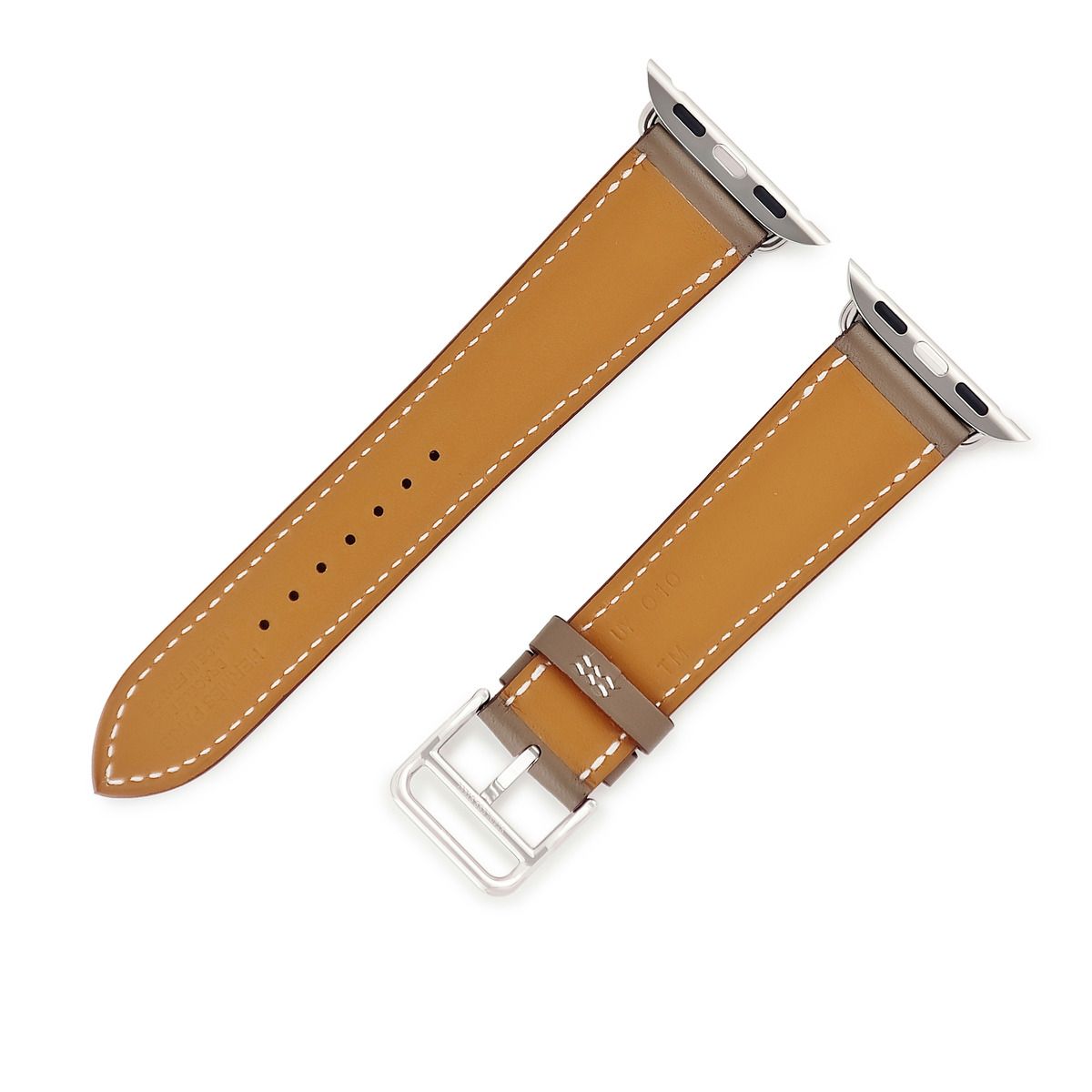 エルメス HERMES 腕時計パーツ アップルウォッチ 38 40 41 mm用 レザー ステンレススチール グレージュ ♥ ベルト 32ｍｍ 尾錠付き