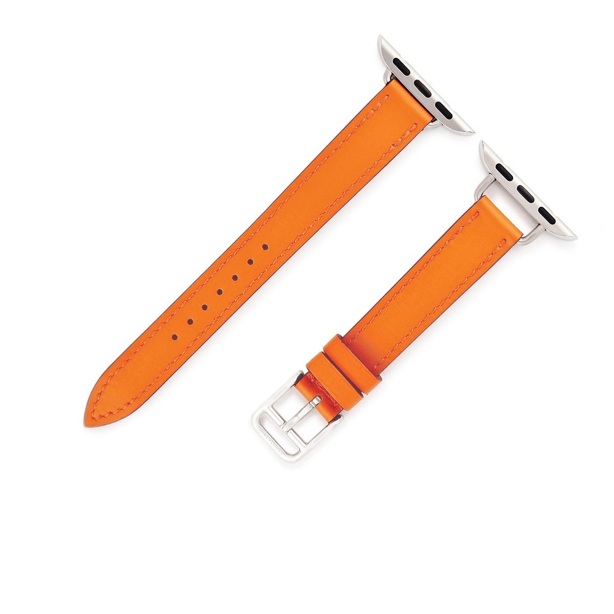 エルメス HERMES 腕時計パーツ アップルウォッチ 38 40 41 mm用 レザー ステンレススチール オレンジ ベルト 32ｍｍ 橙 尾錠付き