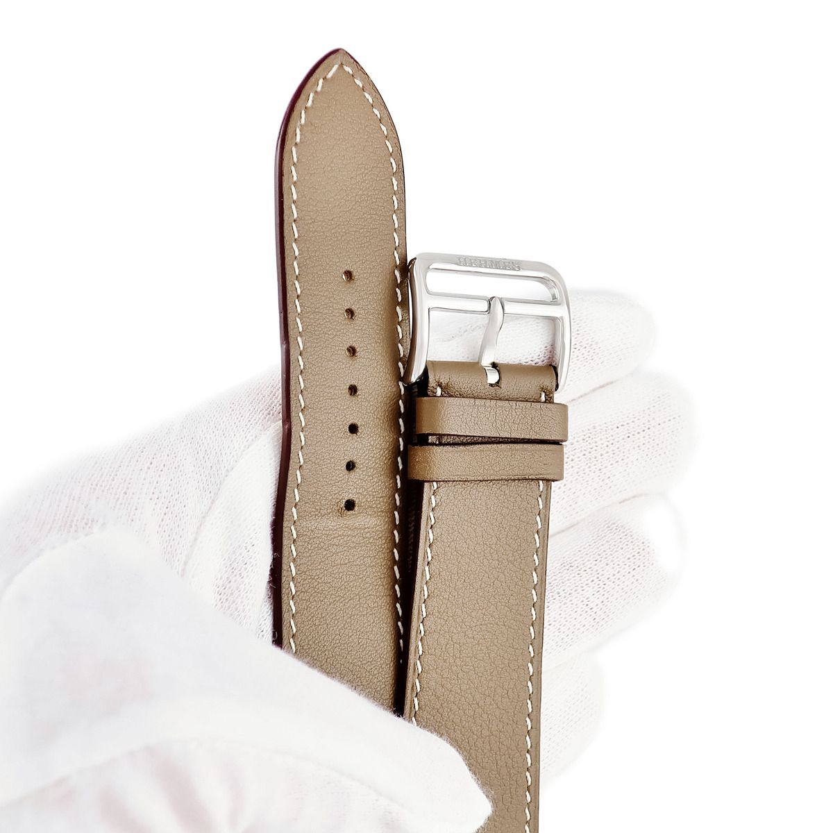  エルメス HERMES 腕時計パーツ アップルウォッチ 44 45 46 49 mm用 レザー ステンレススチール グレージュ ♥ ベルト 35ｍｍ 尾錠付き バンド ベルト Apple Watchアクセサリー