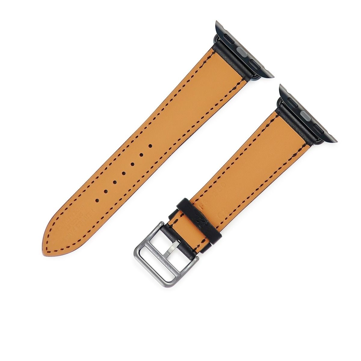 エルメス HERMES 腕時計パーツ アップルウォッチ 38 40 41 mm用 レザー ステンレススチール ブラック ベルト 32ｍｍ 黒 尾錠付き