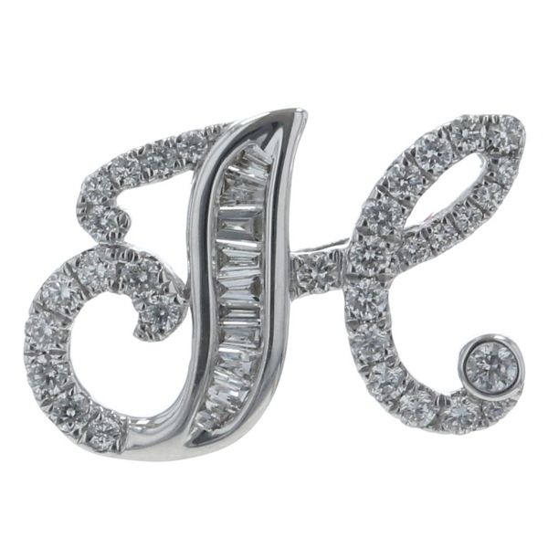 K 18 WG ホワイトゴールド トップ ダイヤモンド 0.25 ct イニシャル H パヴェ 仕上済 zz