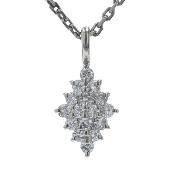 Pt 850 900 プラチナ ネックレス ダイヤモンド 0.33 ct ひし形 パヴェ 36 cm 仕上済 zz