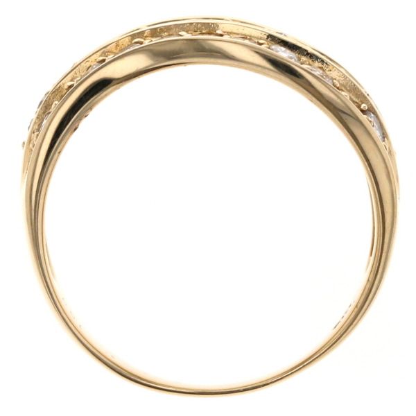 K18YG イエローゴールド リング ダイヤモンド 1.00ct 3列 ウェーブ