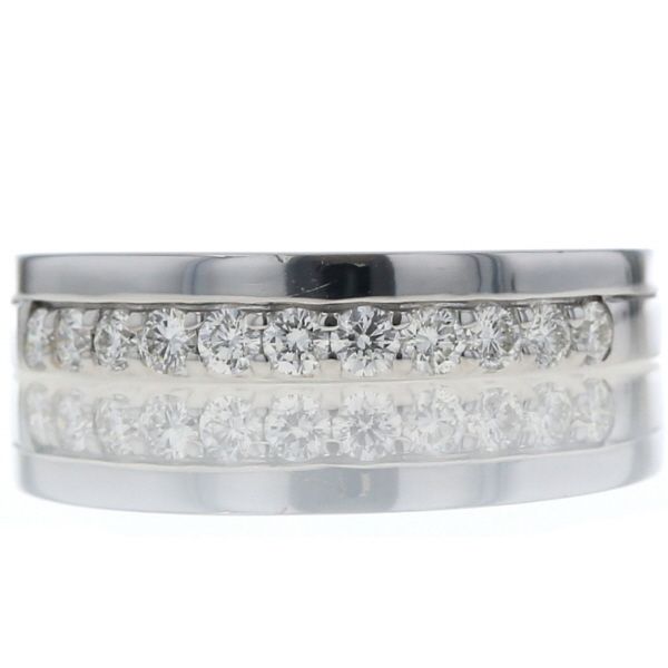 MJC K 18 WG ホワイトゴールド リング ダイヤモンド 0.35 ct 二連 ハーフエタニティ 指輪 13号 仕上済 zz