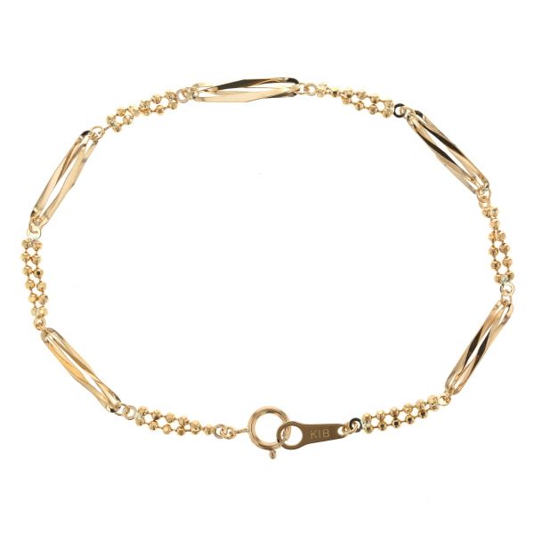 K18YG イエローゴールド シトリン ブレスレット レディース 中古 K18YG イエローゴールド ブレスレット ツイスト カットボール デザイン