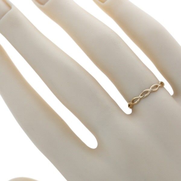 K18YG イエローゴールド リング ツイスト チェーン ストレート 透かし