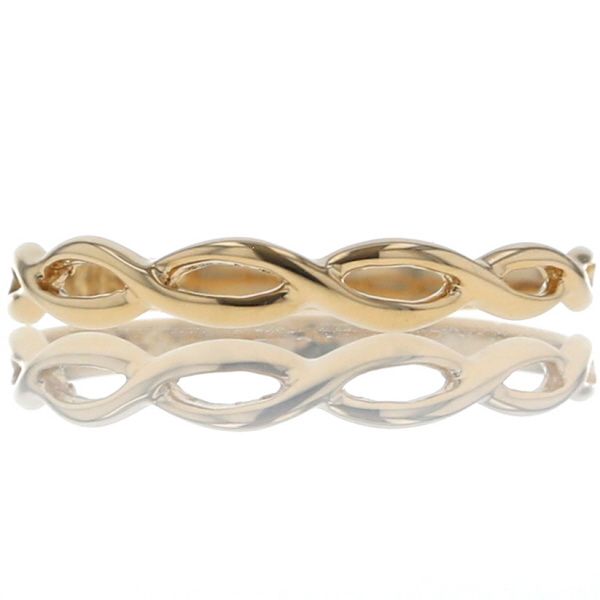 K18YG イエローゴールド リング ツイスト チェーン ストレート 透かし