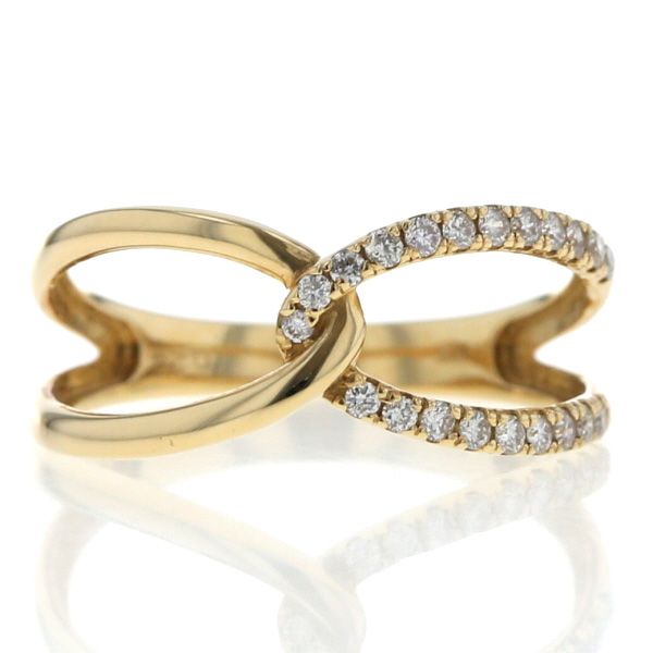 K 18 YG イエローゴールド リング ダイヤモンド 0.20 ct インフィニティ リボン ライン 指輪 12.5号 仕上済 zz