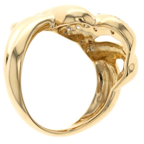 K18YG イエローゴールド リング ダイヤモンド 0.20ct パヴェ ウェーブ