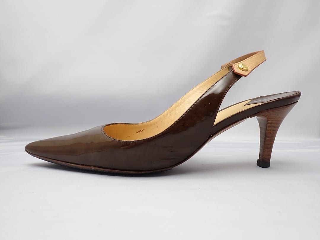 LOUIS VUITTON ルイ・ヴィトン エナメル パンプス 37.5 ブラウン 中古B