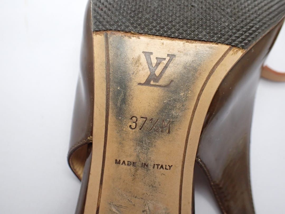LOUIS VUITTON ルイ・ヴィトン エナメル パンプス 37.5 ブラウン 中古B