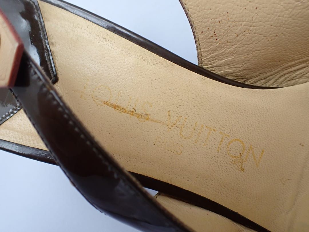 LOUIS VUITTON ルイ・ヴィトン エナメル パンプス 37.5 ブラウン 中古B