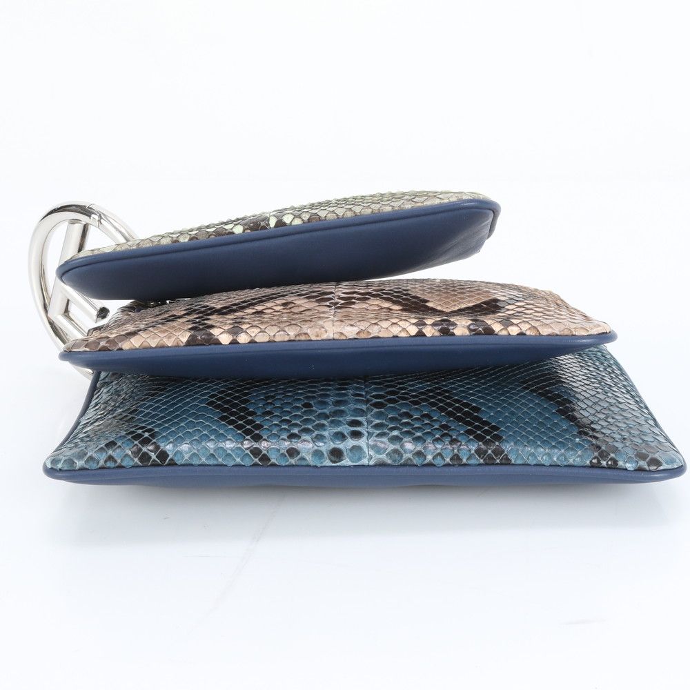 極美品 フェンディ トリプレット 3連ポーチ パイソン レザー クラッチ