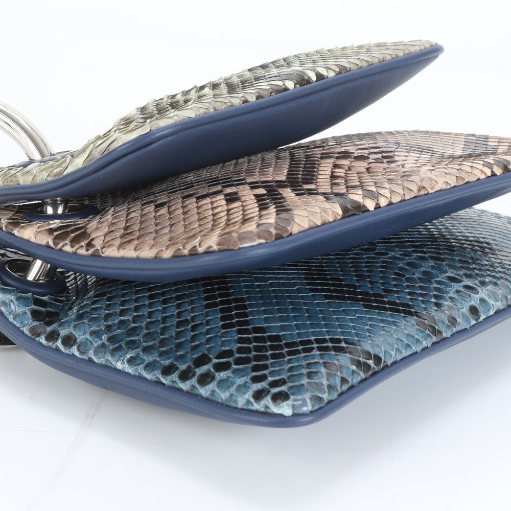 極美品 フェンディ トリプレット 3連ポーチ パイソン レザー クラッチ