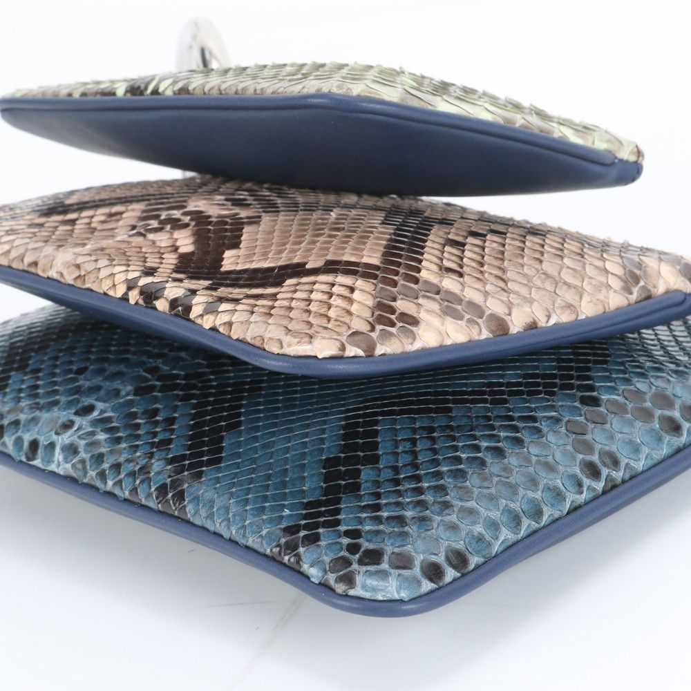 極美品 フェンディ トリプレット 3連ポーチ パイソン レザー クラッチ