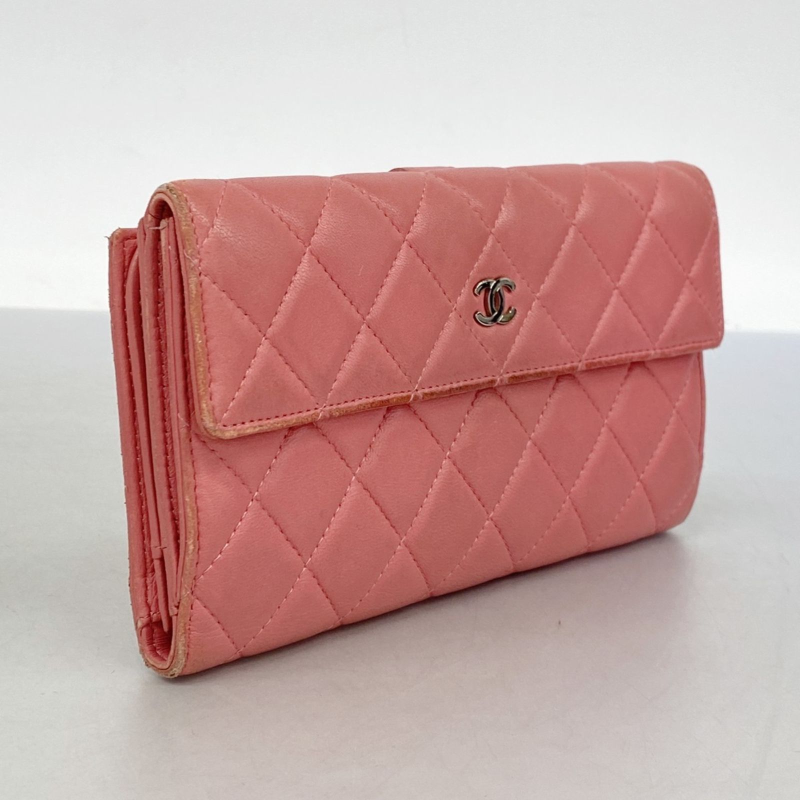 シャネル(Chanel) シャネル 長財布 マトラッセ ラムスキン ピンク