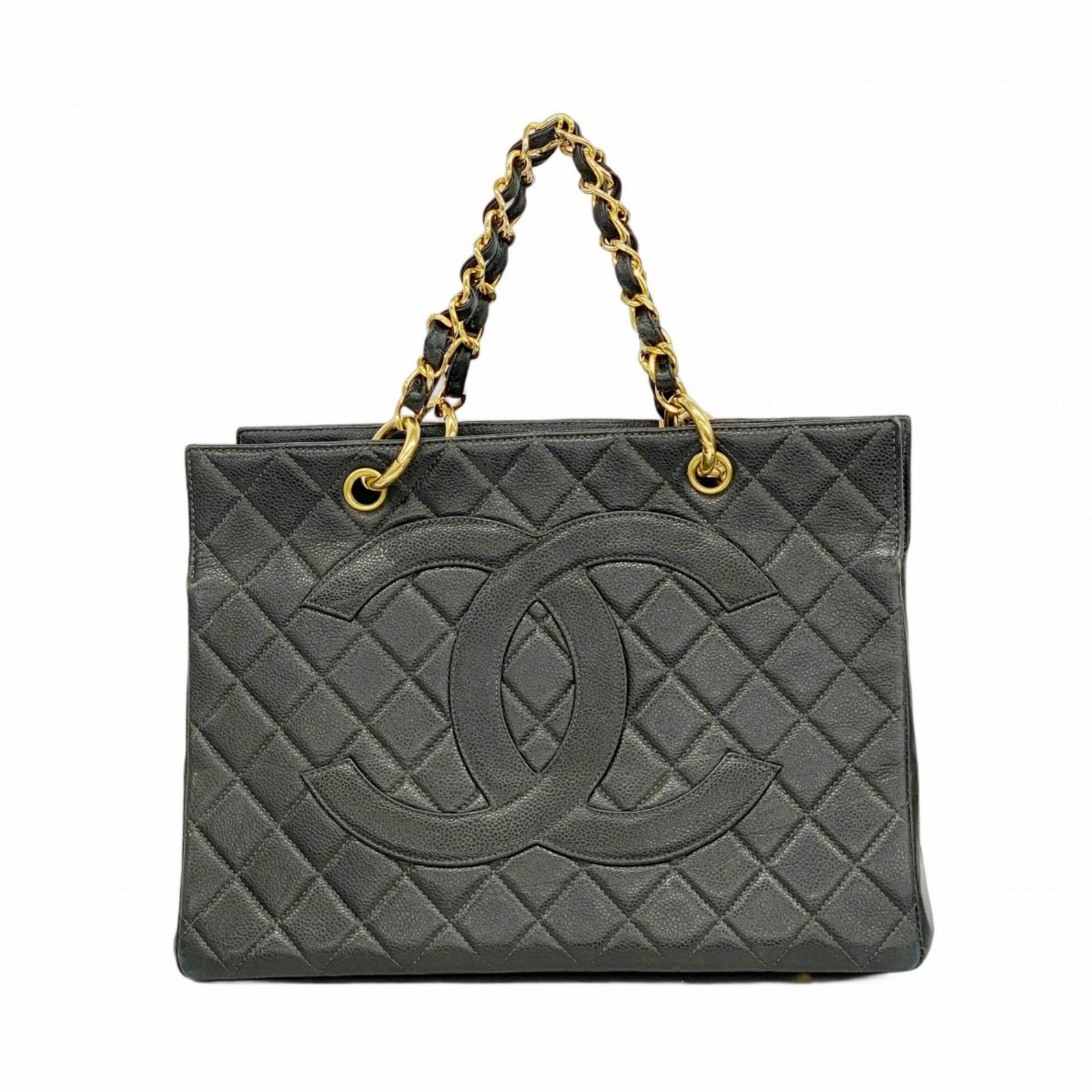 シャネル Chanel トートバッグ マトラッセ チェーン キャビアスキン ブラック レディース