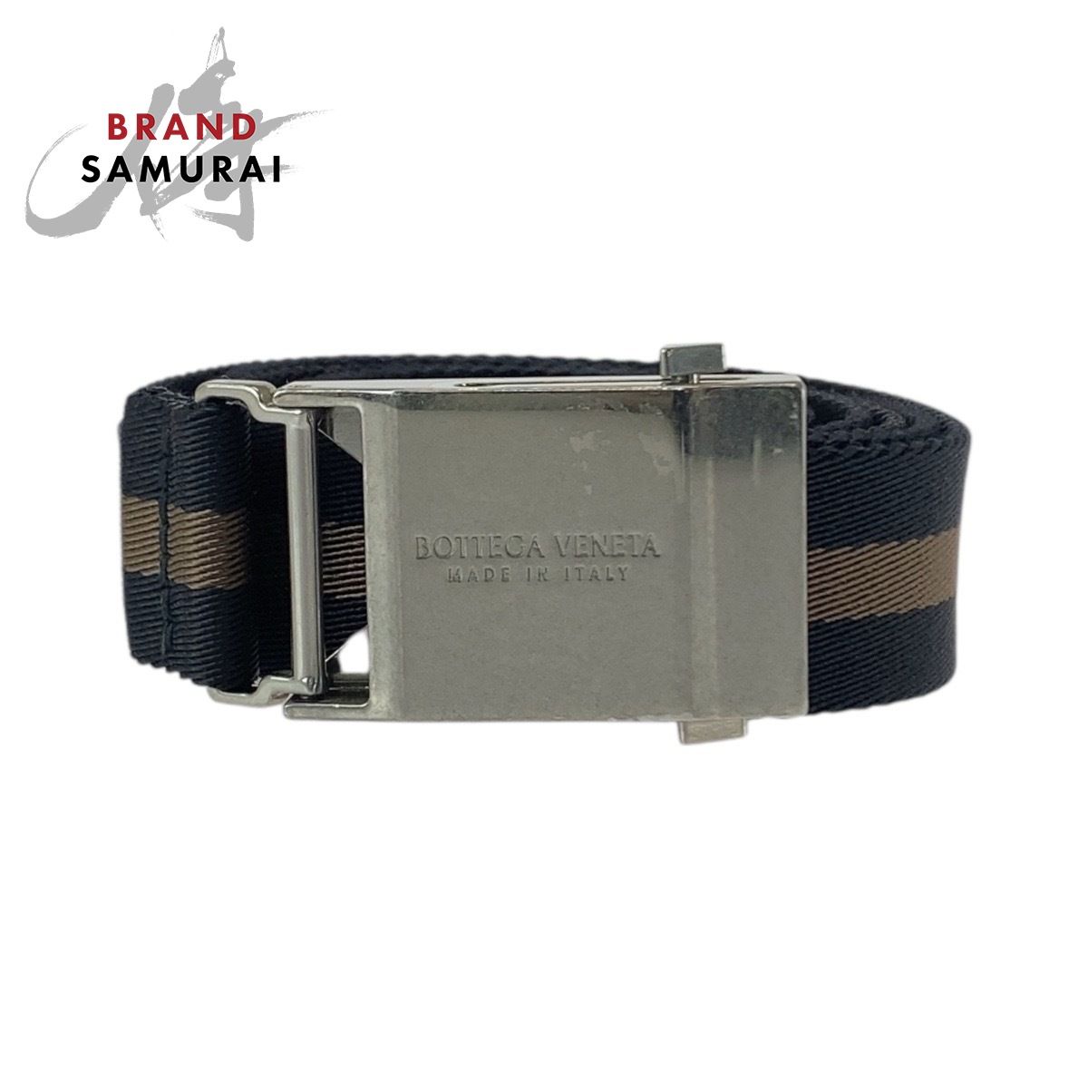 ボッテガヴェネタ GIベルト ブラック ブラウン シルバー金具 ナイロン ベルト メンズ 506740