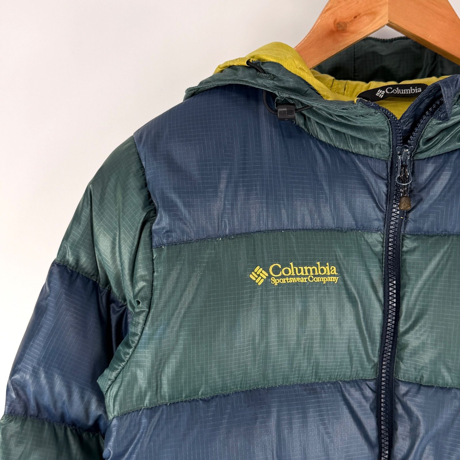 Columbia ダウンジャケット S グリーン×ネイビー PL5005 レディース 