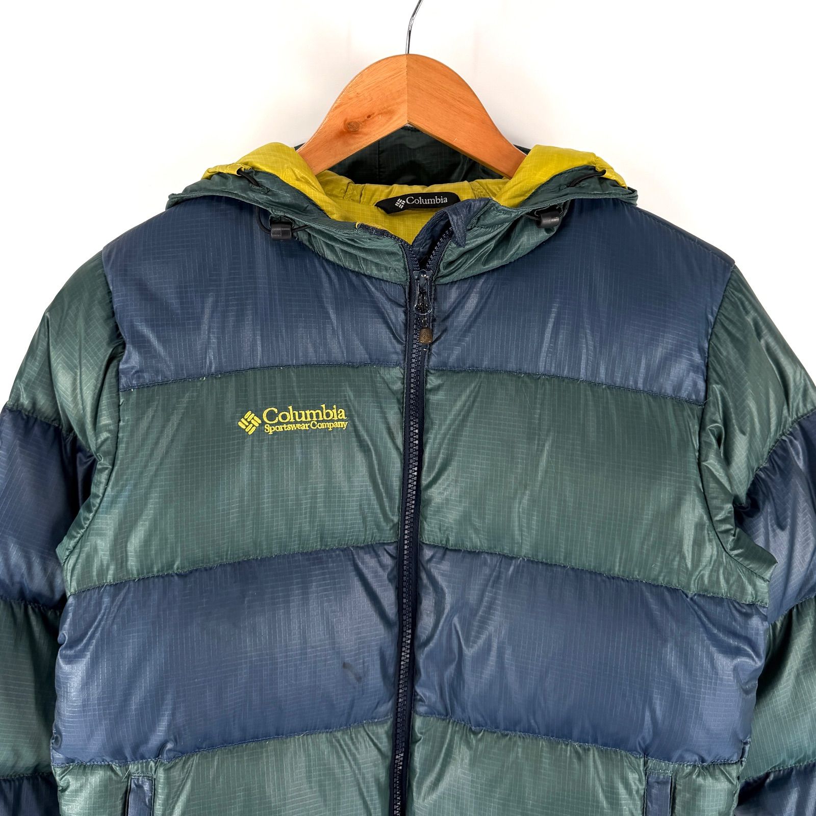 Columbia ダウンジャケット S グリーン×ネイビー PL5005 レディース 