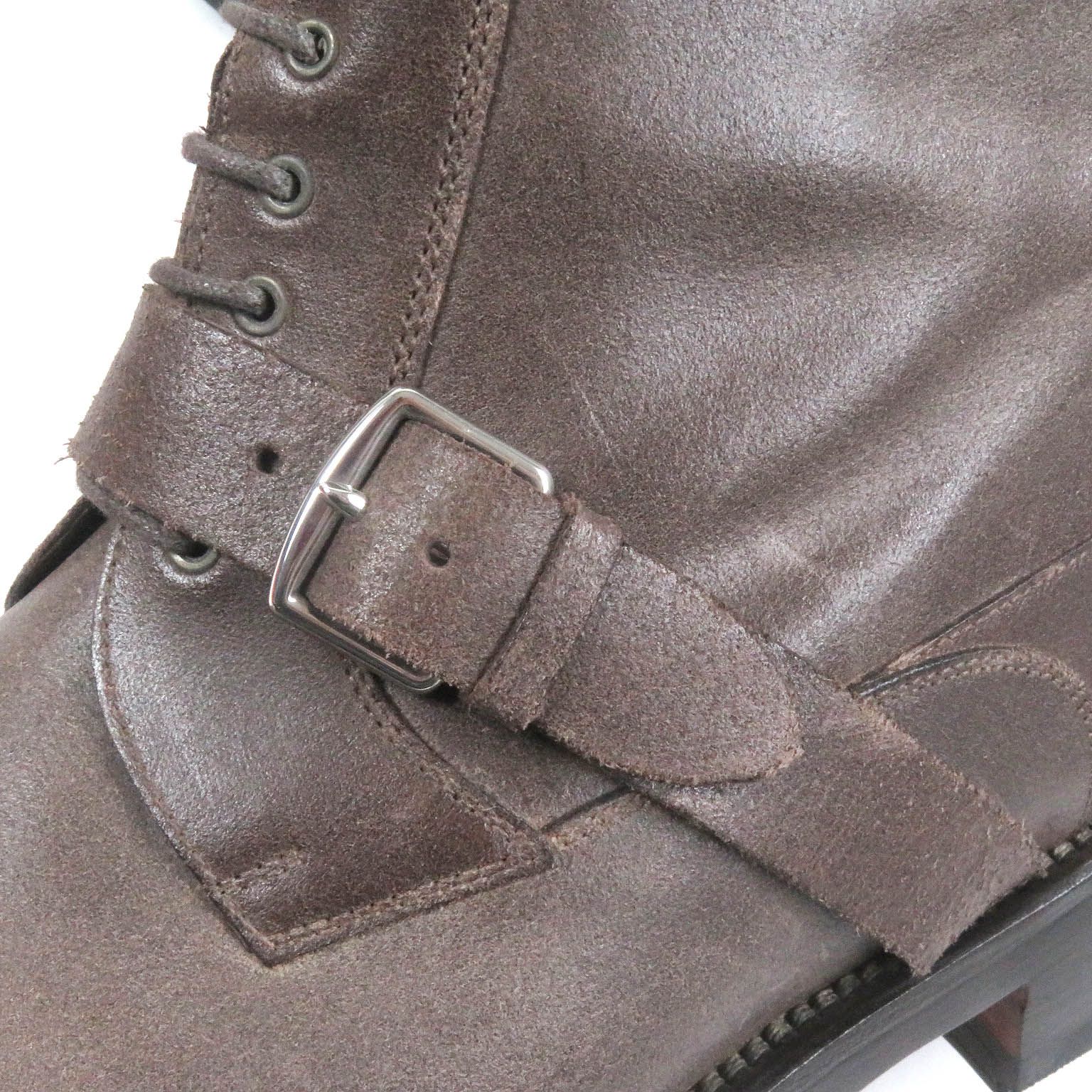 極美品□HERMES エルメス USED加工 ベルト付き レザー エンジニアブーツ ワークブーツ ブラウン 40 保存袋付き イタリア製 メンズ 極美品□HERMES エルメス USED加工 ベルト付き レザー エンジニア