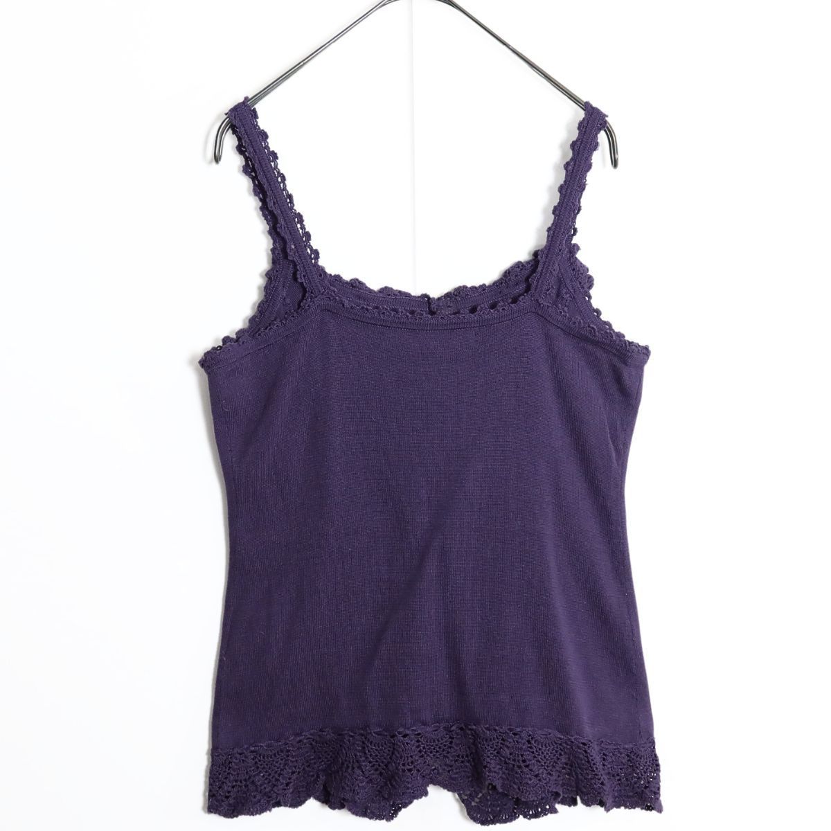 ピンクハウス 菫柄キャミソール 黒 ピンクハウス☆豪華な花モチーフが可愛い♪ 前開きかぎ針編み