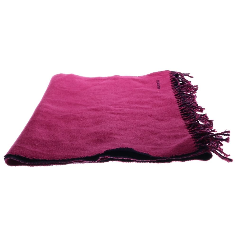 HERMES (エルメス) リバーシブル マフラー ストール ネイビー×ピンク