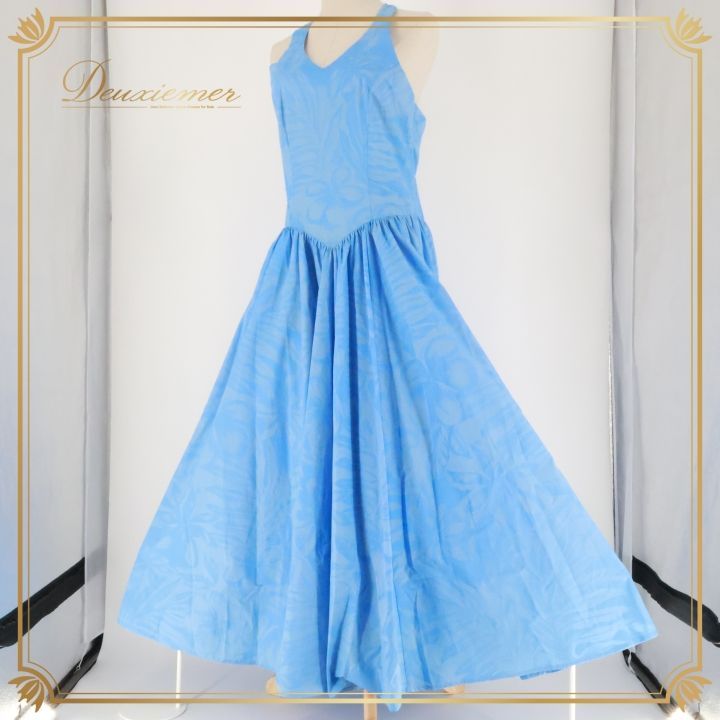 フラダンス 衣装 ワンピース ドレス CC Fashions ブルー系 ハワイ製