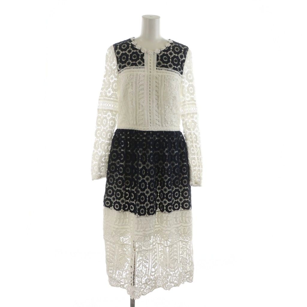 チェスティ Chesty ワンピース ひざ丈 長袖 1 白 ホワイト 黒 ブラック