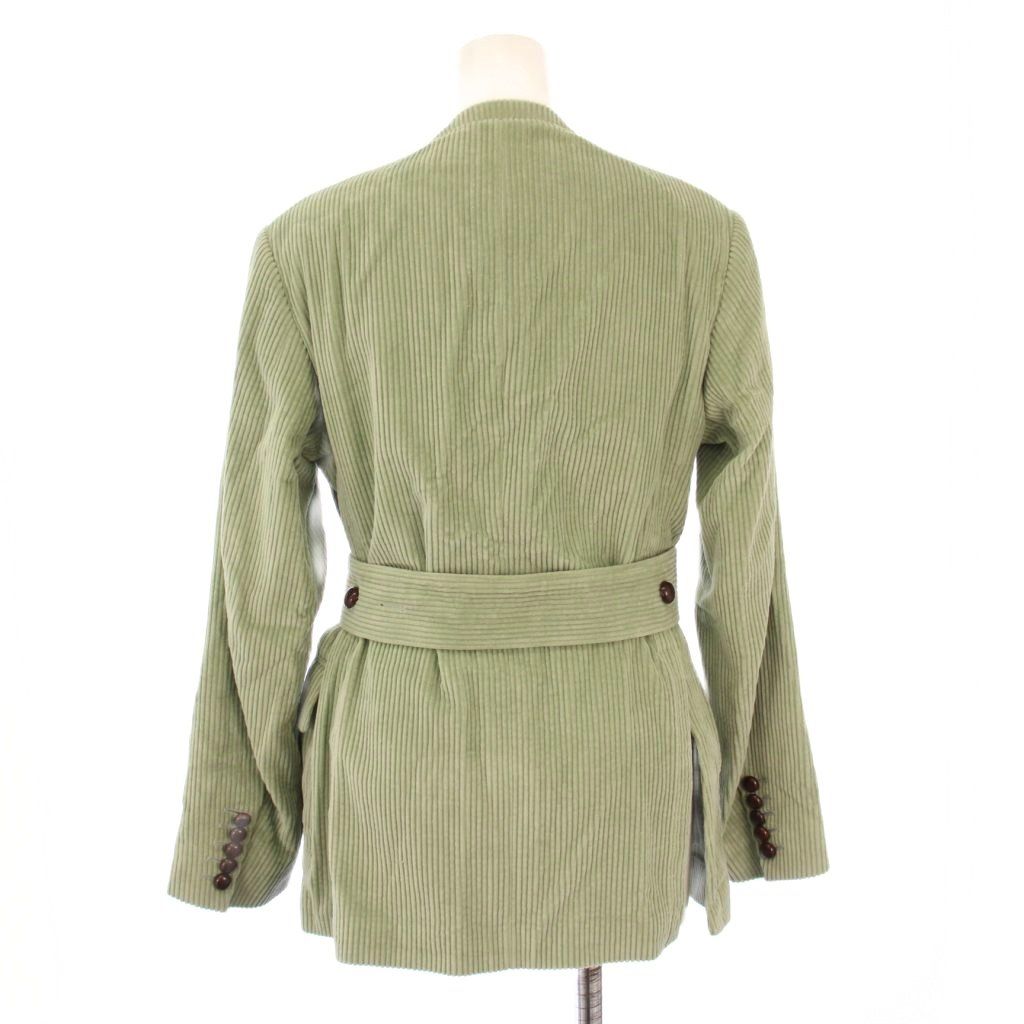  アンスクリア セットアップ ノーカラージャケット アウター 前開きトッパー フ パンツ ジップフライ コーデュロイ ベルト 36 34 黄緑 ライトグリーン |BB その他 パンツ