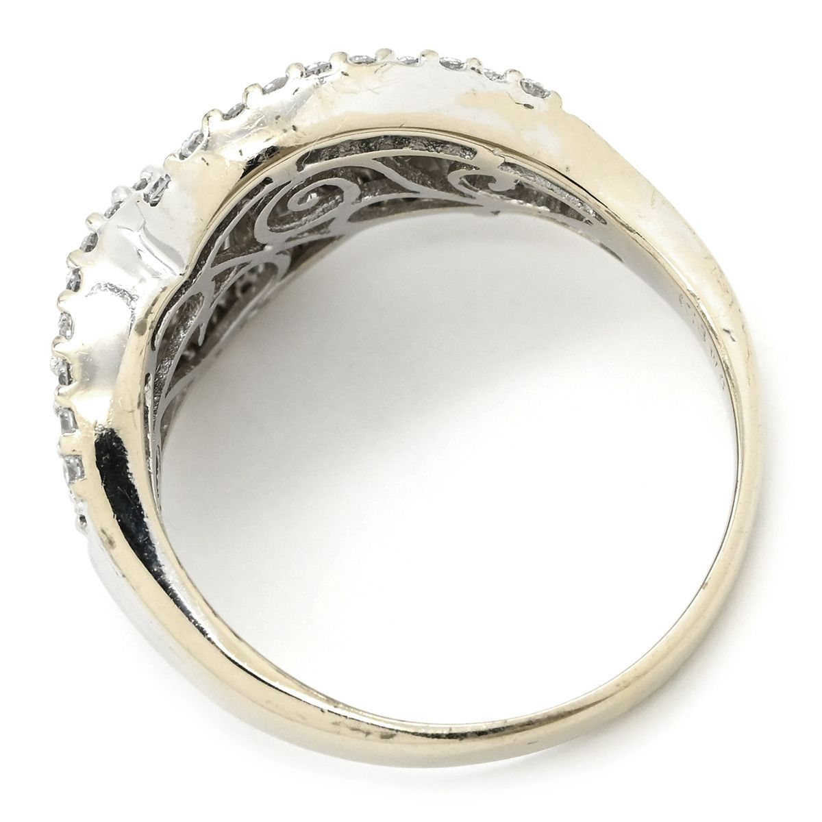 リング 指輪 ダイヤモンド 1.50 ct ホワイトゴールド パヴェダイヤ バゲットカット デザインリング 18 K 750 WG 17号