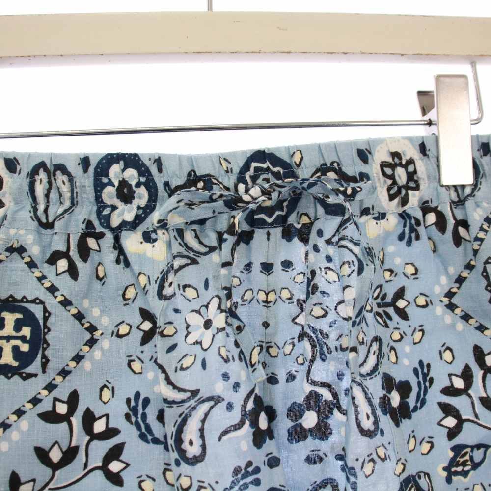  トリーバーチ TORY BURCH ショートパンツ イージー 総柄 リネン S 水色 |KH ショートパンツ ハーフパンツ パンツ