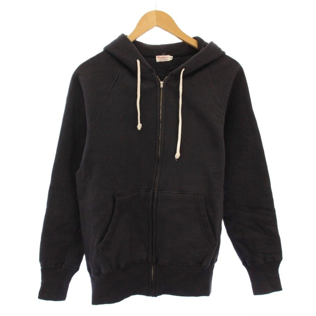 ウエアハウス ジップアップパーカー ジャケット スウェット 裏起毛 ワンカラー 40 黒 ブラック |BB