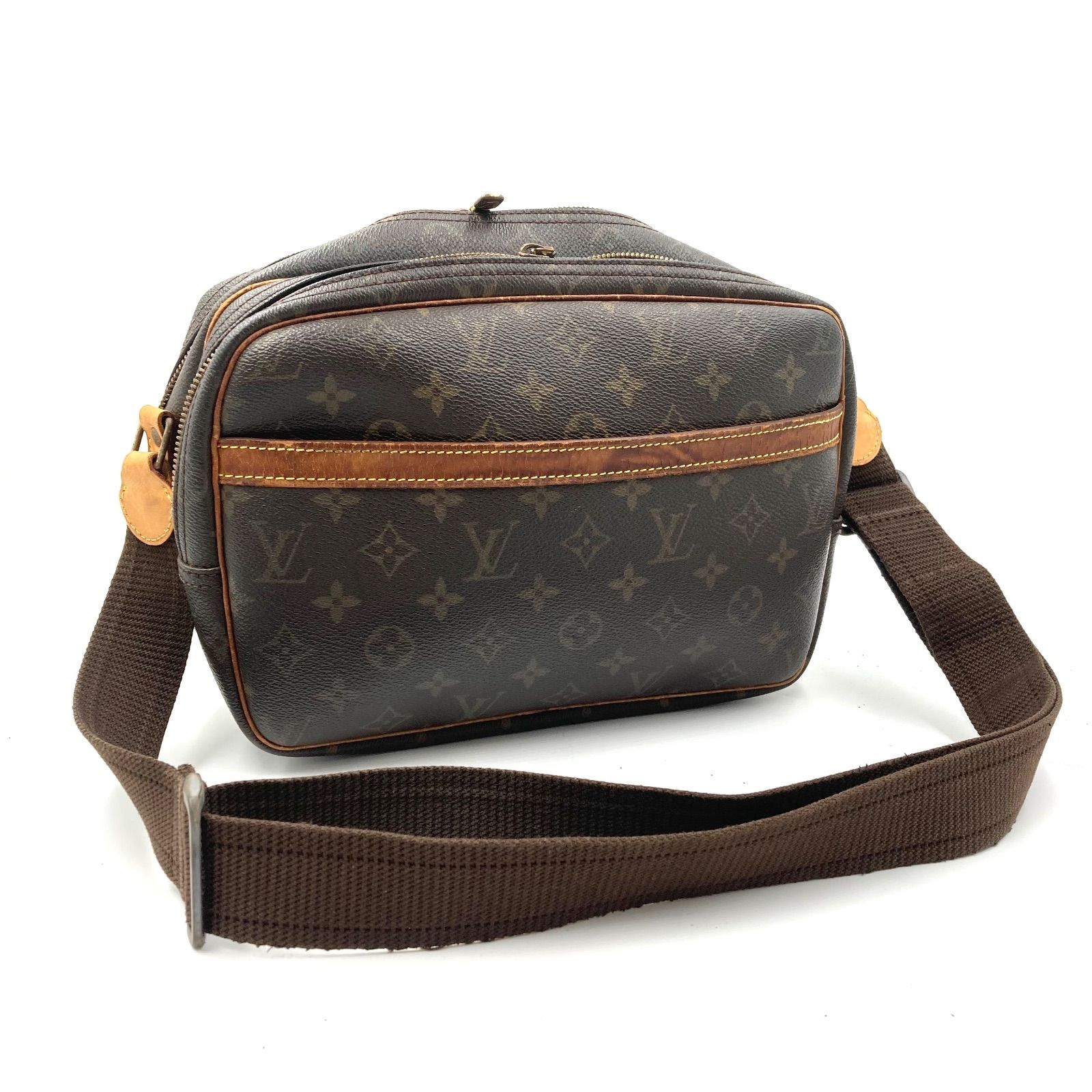 訳あり LOUIS VUITTON ルイヴィトン モノグラム リポーターPM カメラバッグ ショルダーバッグ PVC×レザー ブラウン ゴールド金具 斜めがけ クロスボディ フランス製 刻印あり ラグジュアリー ハイブランド
