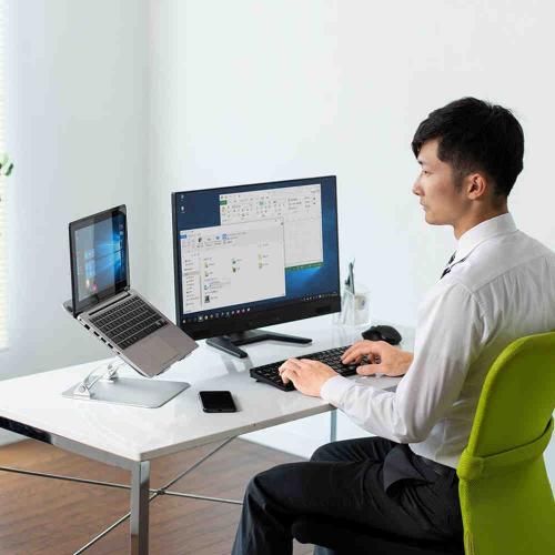  サンワサプライ CR-38 アルミ製ノートパソコンスタンド デスクマット 机上アクセサリー