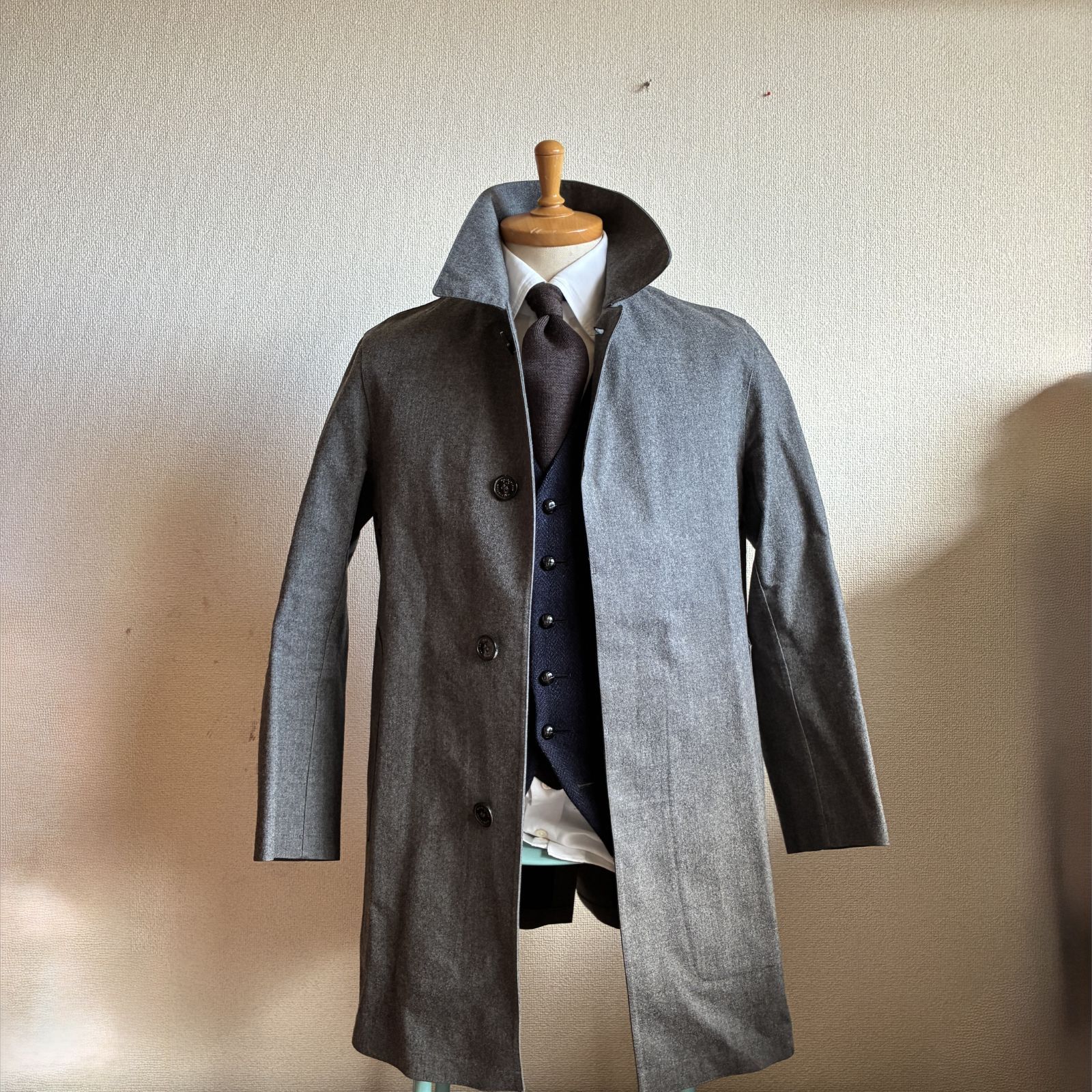 MACKINTOSH × FOX BROTHERS マッキントッシュ フォックスブラザーズ ゴム引きウールステンカラーコート