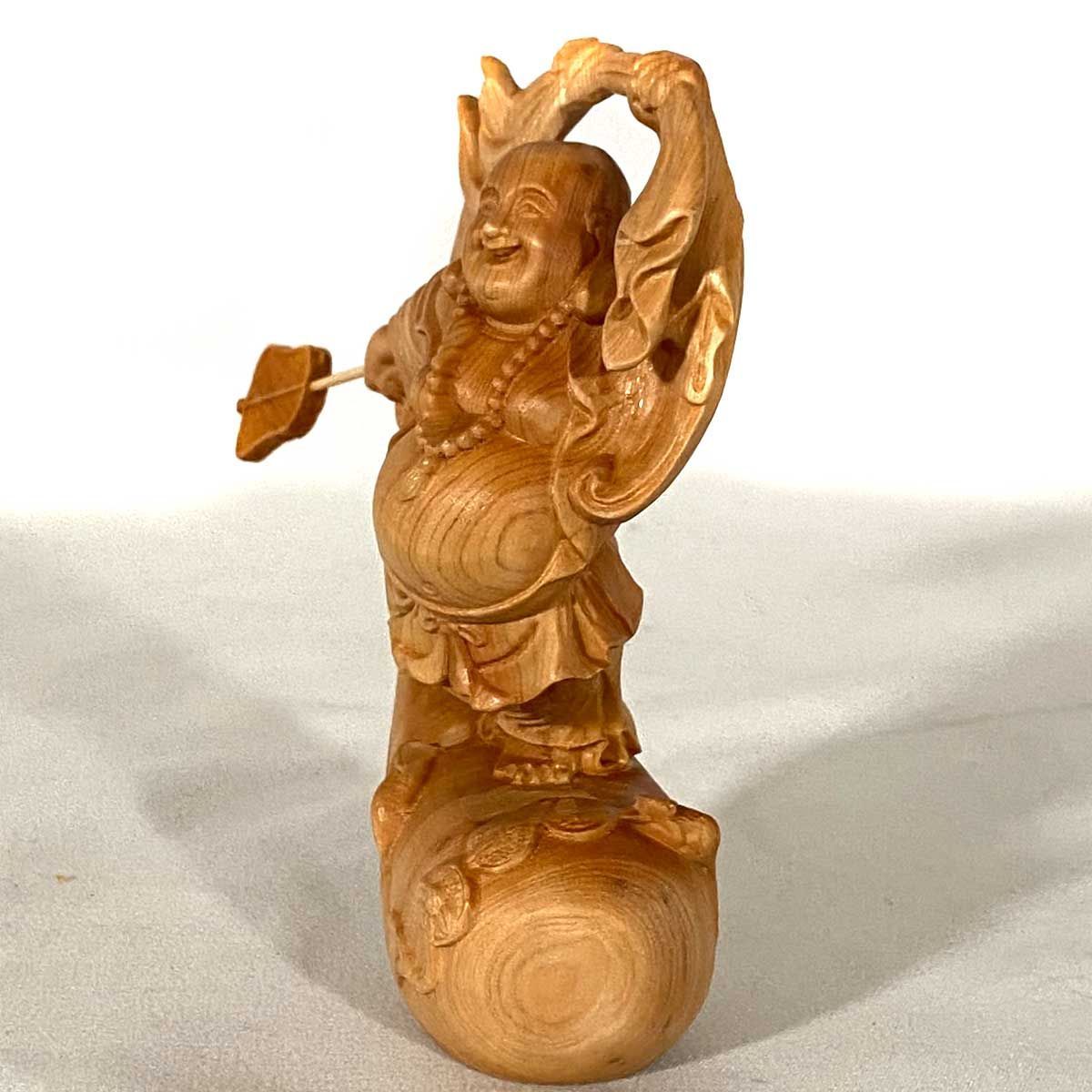 布袋尊 布袋様 木彫 黄楊 14cm｜金運 商売繁盛 福巡りの布袋尊 縁起物 