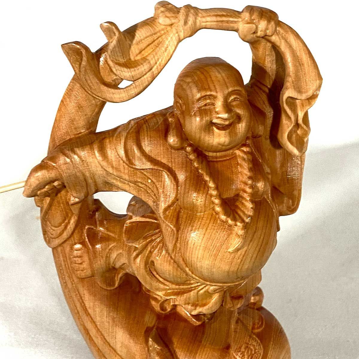 布袋尊 布袋様 木彫 黄楊 14cm｜金運 商売繁盛 福巡りの布袋尊 縁起物 