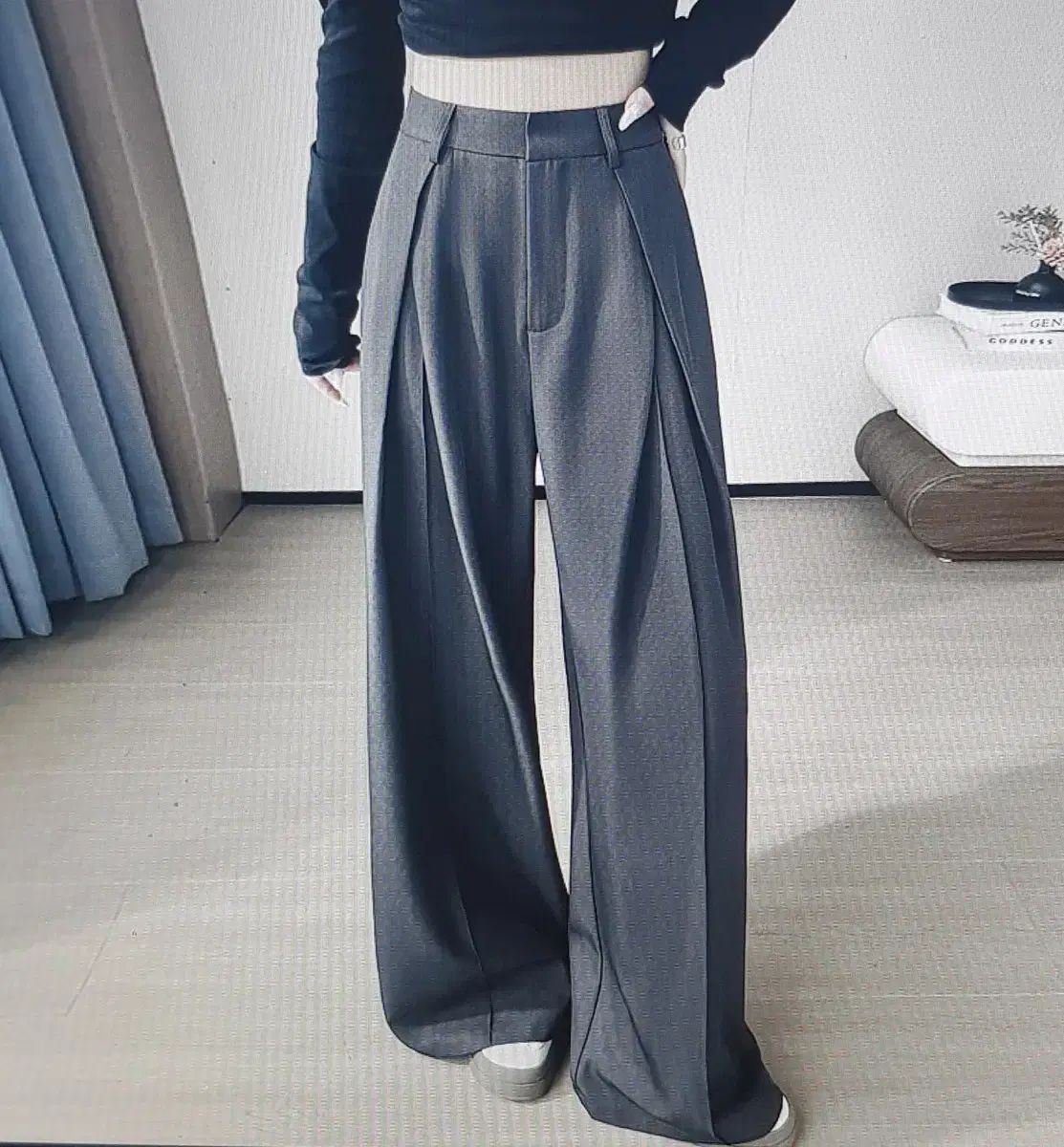 海外配送 ワイド スラックス パンツ